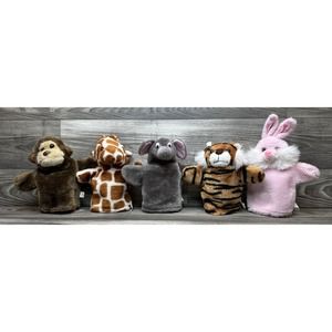 Oriental Trading Co 5 Vtg- Zoo Animal Puppets Lion, Monkey, Ele, giraffe +￼￼￼￼￼